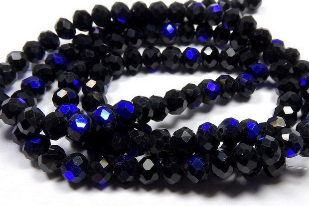 Cristale din sticla, rondelle, opace, electroplacate, 3x2.5 mm, azur-L01