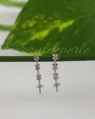 Baza cercei, argint 925 si cubic zirconia, 15.5x3mm (1)
