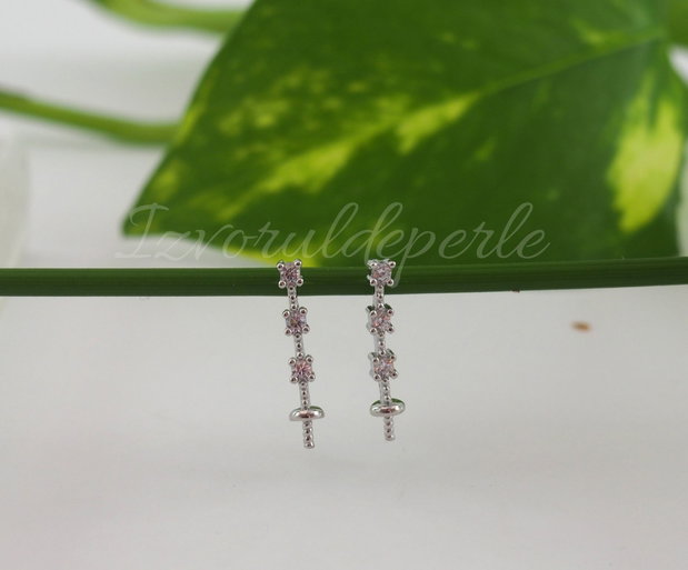 Baza cercei, argint 925 si cubic zirconia, 15.5x3mm (1)