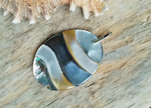 Pandantiv mare, paua abalone, argint