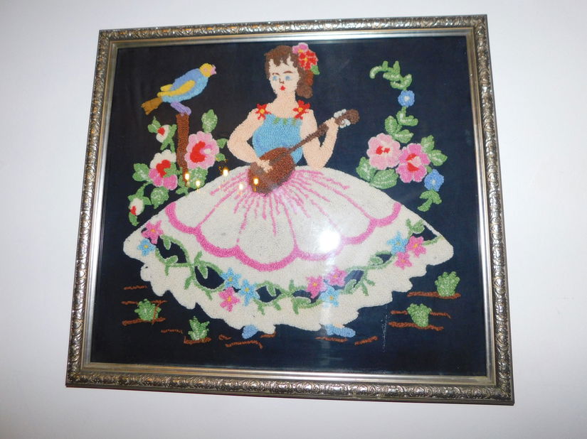 Tablou  cusut , colectie de familie anii 40 ,  spectaculos,
