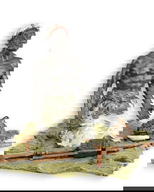 Vanzator de arme-statueta din bronz pictat