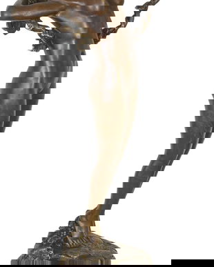 Vita de vie-statueta Art Deco din bronz pe un soclu din marmura