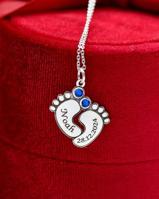 Lantisor/Colier  Personalizat / Picioruse Bebe / Talpite bebe / Argint 925