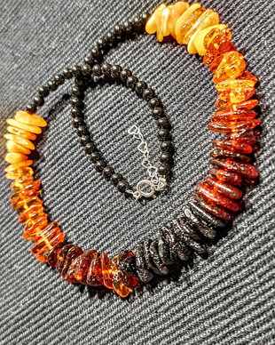 Colier argint ambra gradient chihlimbr negru boho chic trendy - Transport gratuit