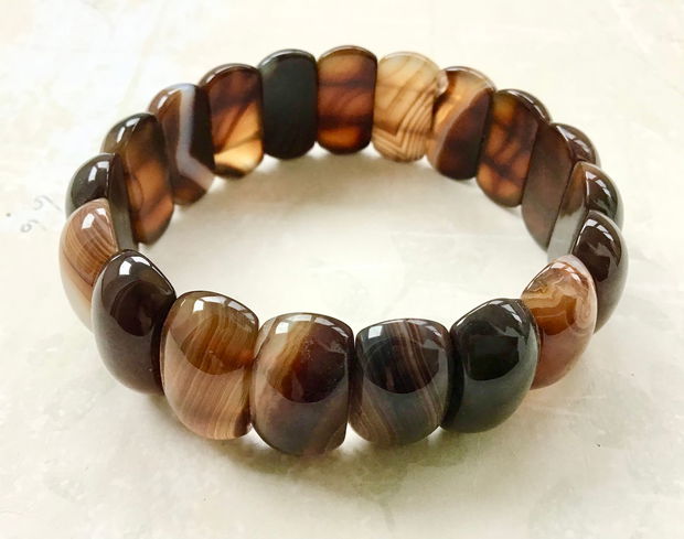 Bratara agate cafeniu inchis