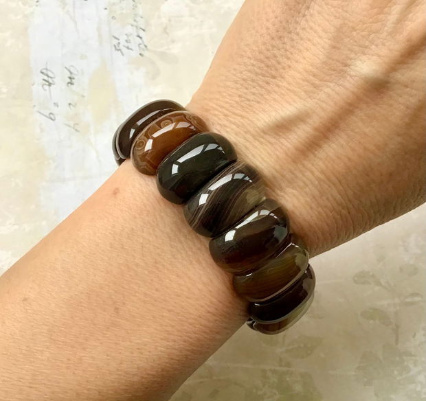 Bratara agate cafeniu inchis