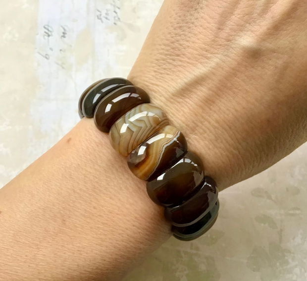 Bratara agate cafeniu inchis