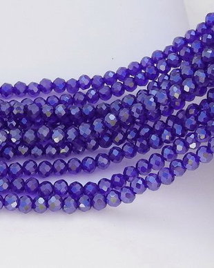 Cristale din sticla, rondelle, 2.5x2 mm, opace, lucioase, albastre-A11