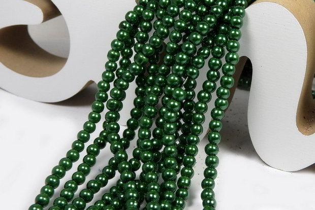 Perle din sticla, 3 mm, verde inchis
