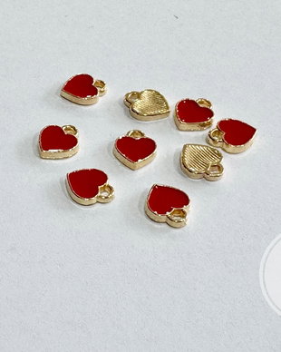 Charm inima rosie emailata
