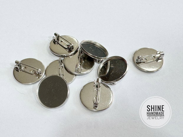 Baza de brosa cu suport cabochon, 20mm interior