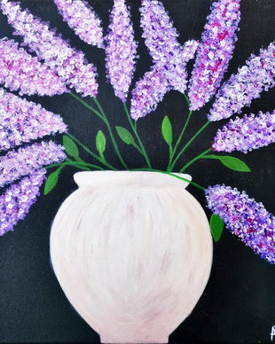 Tablou pictat manual-Liliac-Purple