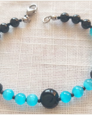BRATARA- ONIX SI CAT'S EYE BLEU