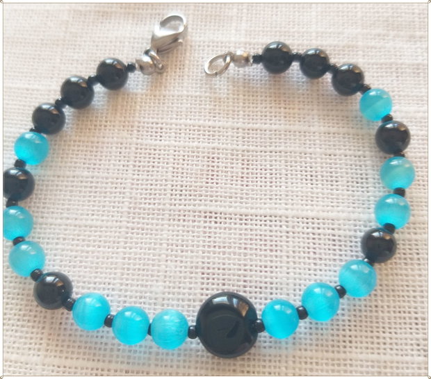 BRATARA- ONIX SI CAT'S EYE BLEU