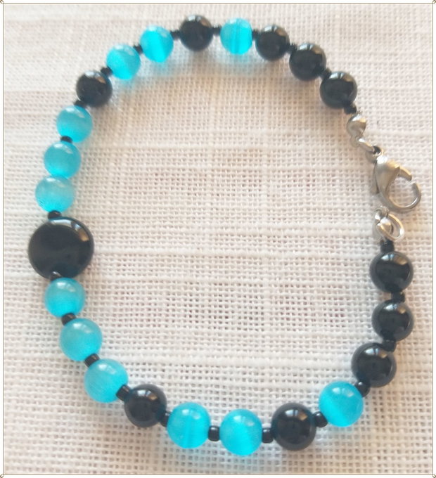 BRATARA- ONIX SI CAT'S EYE BLEU