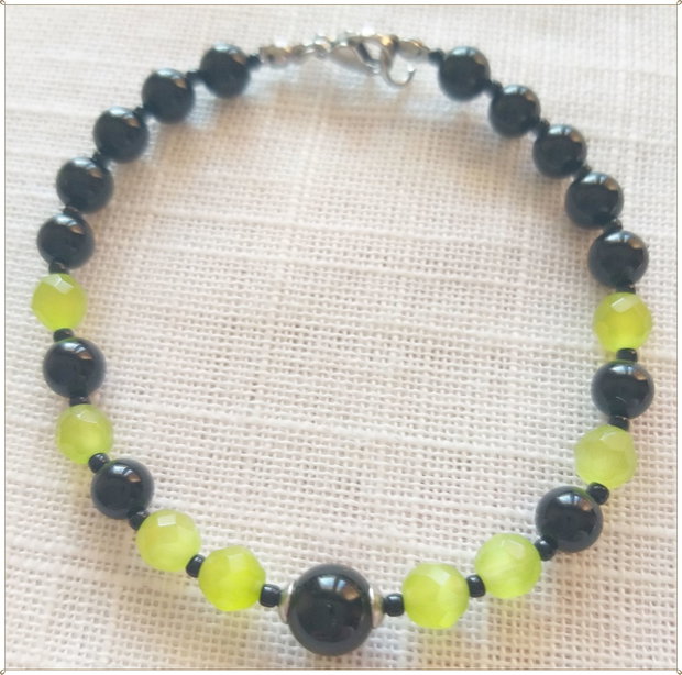BRATARA- ONIX SI CAT'S EYE OLIVE
