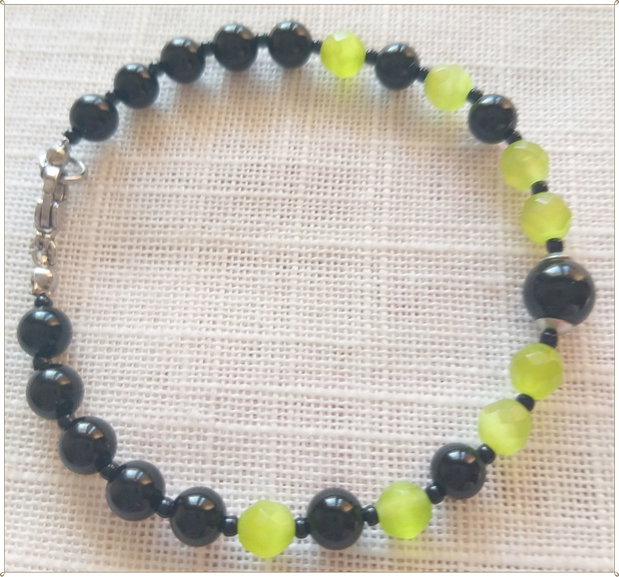 BRATARA- ONIX SI CAT'S EYE OLIVE