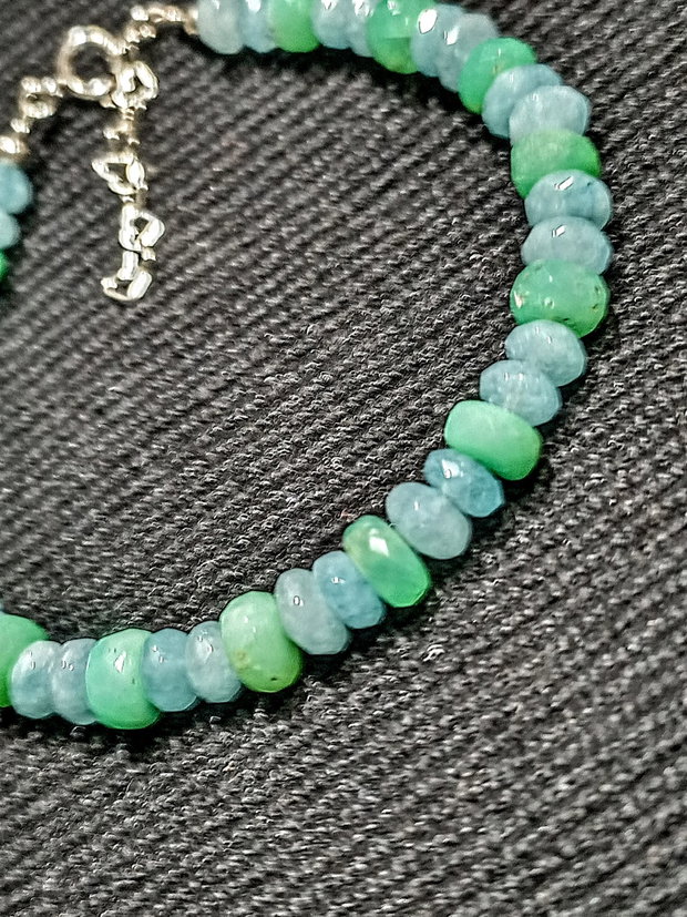 Bratara argint crisopraz angelit discuri fatetate pastel clasica trendy - Transport gratuit