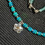 Colier argint opal de foc Paraiba calcedonie aqua charm floare argint vermeil 2 tonuri minimalist boho chic trendy - Transport gratuit