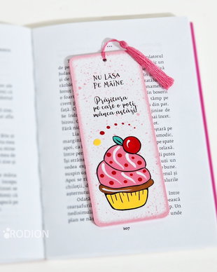 Semn de carte prajituri pictat manual personalizat cu mesaj