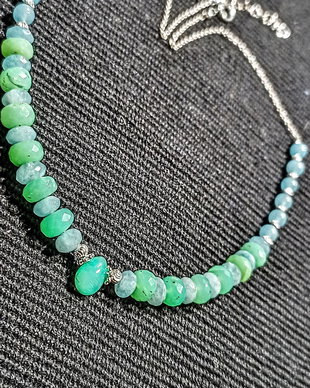 Colier argint opal de foc etiopian verde brioleta crisopraz angelit lant argint pastel  boho chic trendy - Transport gratuiut
