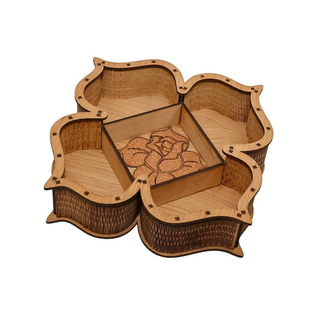 Cutie de bijuterii din lemn natur, lucrata manual, 30 x 25 x 7 cm