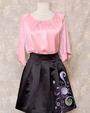 Fusta neagra, pictata manual, unicat, Joy Collection