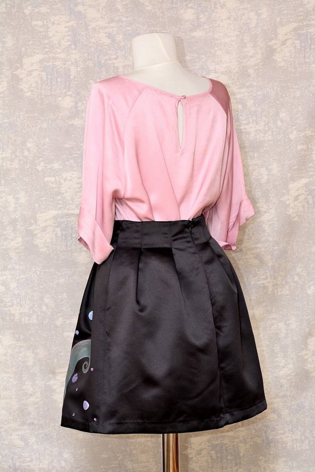 Fusta neagra, pictata manual, unicat, Joy Collection
