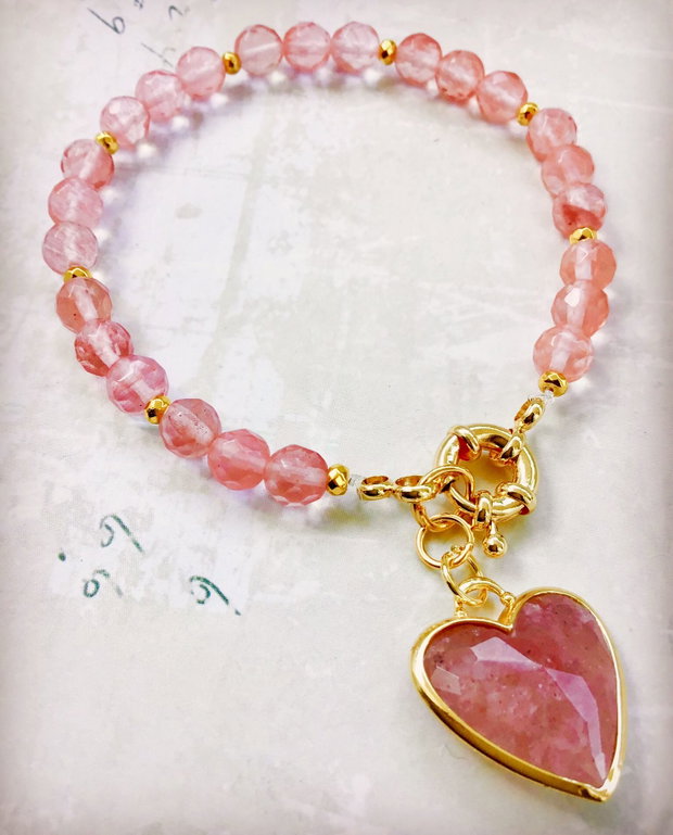 Bratara inima cuart cherry