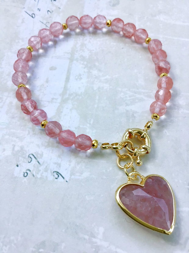 Bratara inima cuart cherry