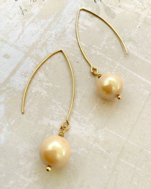 Cercei Perle Swarovski auriu deschis