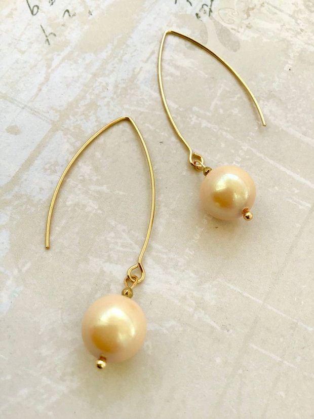 Cercei Perle Swarovski auriu deschis