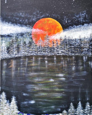 Tablou acrylic pictat manual-Nocturna