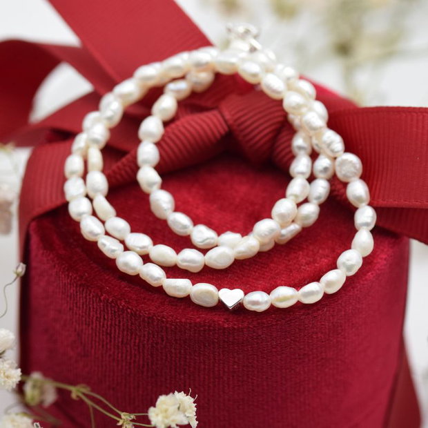 Lantisor / Choker / Perle de cultura / Inimioara / Argint 925