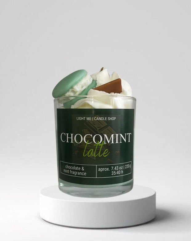 Latte Candle handmade parfumată cu Ciocolată & Mentă : CHOCOMINT LATTE