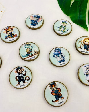 Set ilustratii pe lemn cu meserii pentru taierea motului - Jungle
