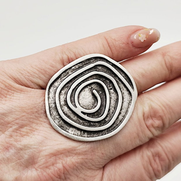 Inel metalic model spirala in relief, Inz034