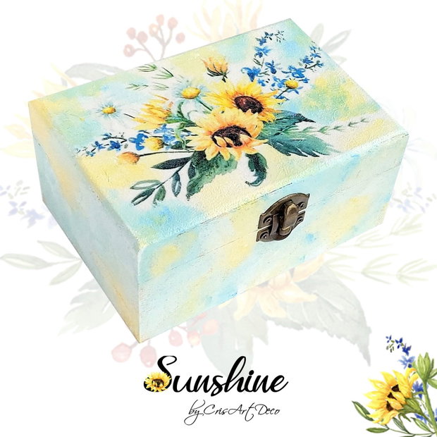 Cutie decorativa lemn cu Floarea soarelui - 114945