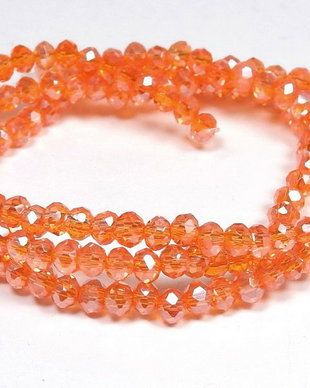 Cristale din sticla, rondelle, 2.5x2 mm, lucioase, coral-A07