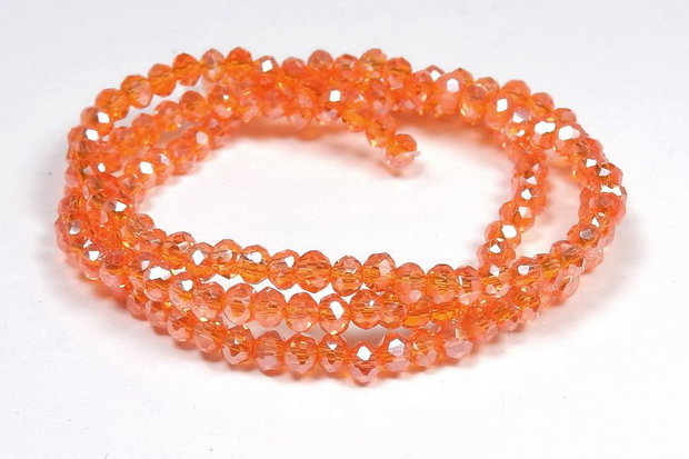 Cristale din sticla, rondelle, 2.5x2 mm, lucioase, coral-A07