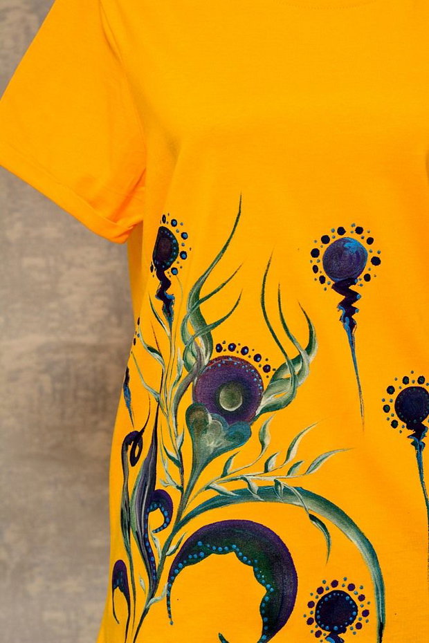Tricou galben, pictat, unicat