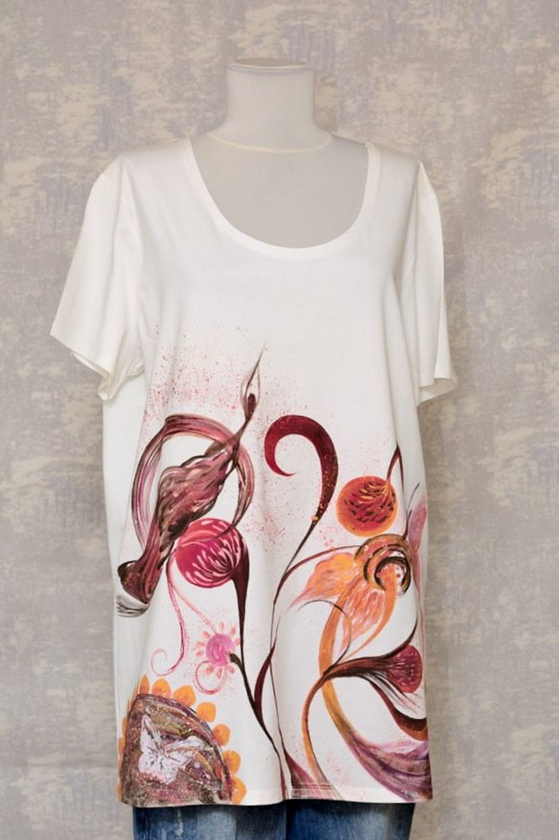 Tricou alb, pictat, unicat