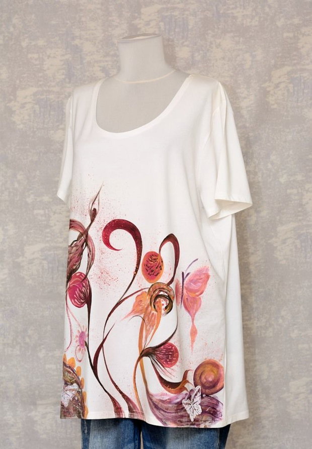 Tricou alb, pictat, unicat