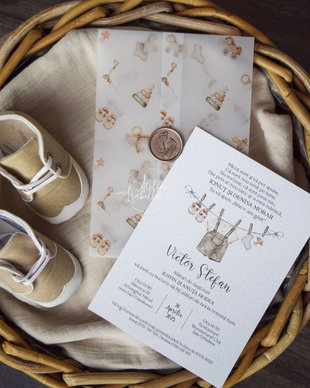 Invitație Botez Boho Baby boy