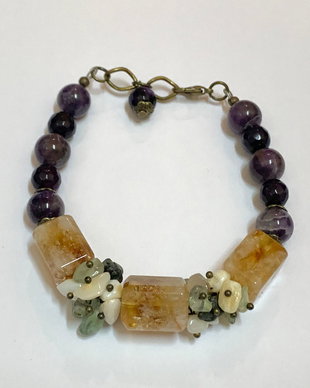 BRĂȚARĂ ~ELEGANCE~ citrin,ametist,agate,prehnit,sidef,bronz