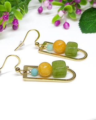 Cercei peridot,jad si amazonit