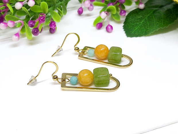 Cercei peridot,jad si amazonit