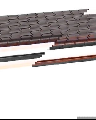 Banca din lemn masiv tec cu tapiterie piele naturala