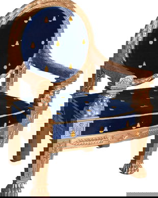 Fotoliu Empire din lemn mahon cu tapiterie catifea